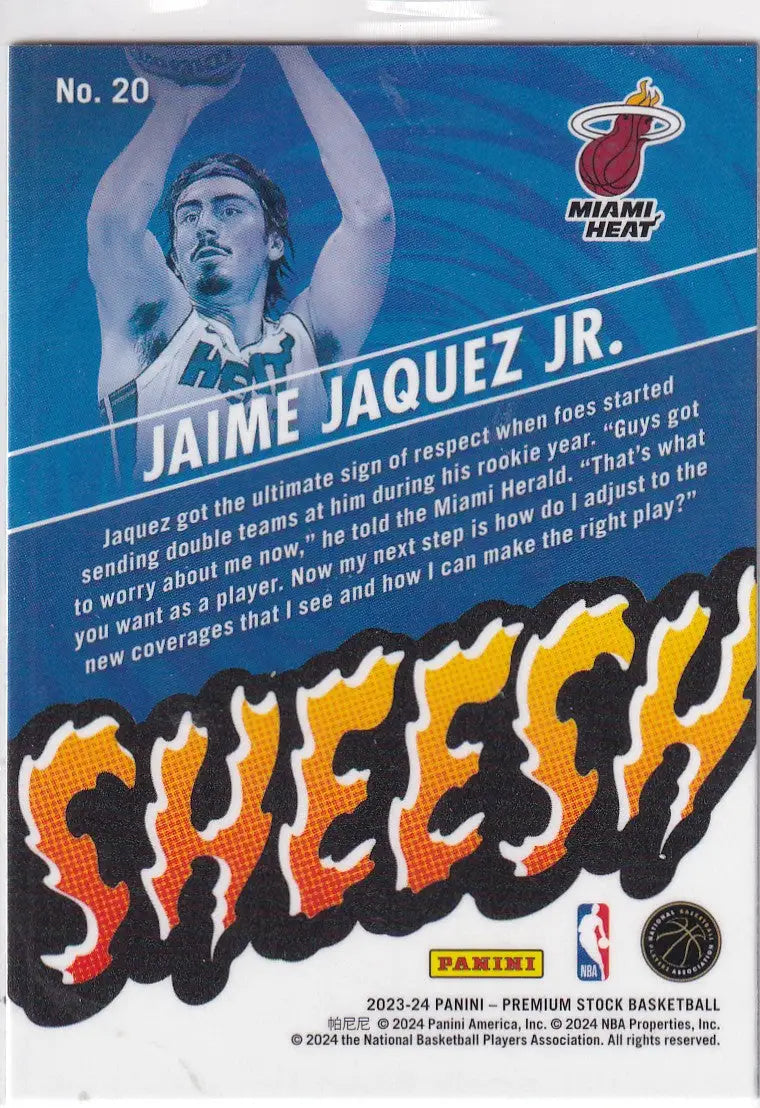 2023-24 PREMIUM STOCK #20 JAMIE JAQUEZ JR SHEESH- MIAMI HEAT - Basketball Card Single