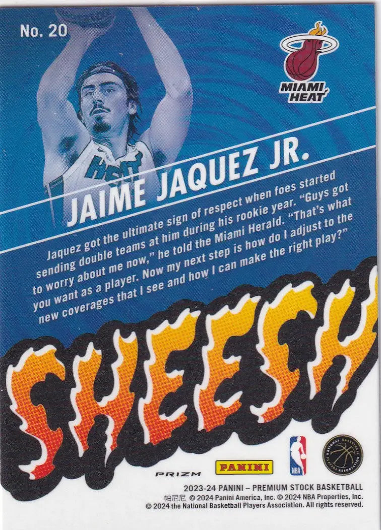 2023-24 PREMIUM STOCK #20 JAMIE JAQUEZ JR SHEESH REFRACTOR- MIAMI HEAT - Basketball Card Single