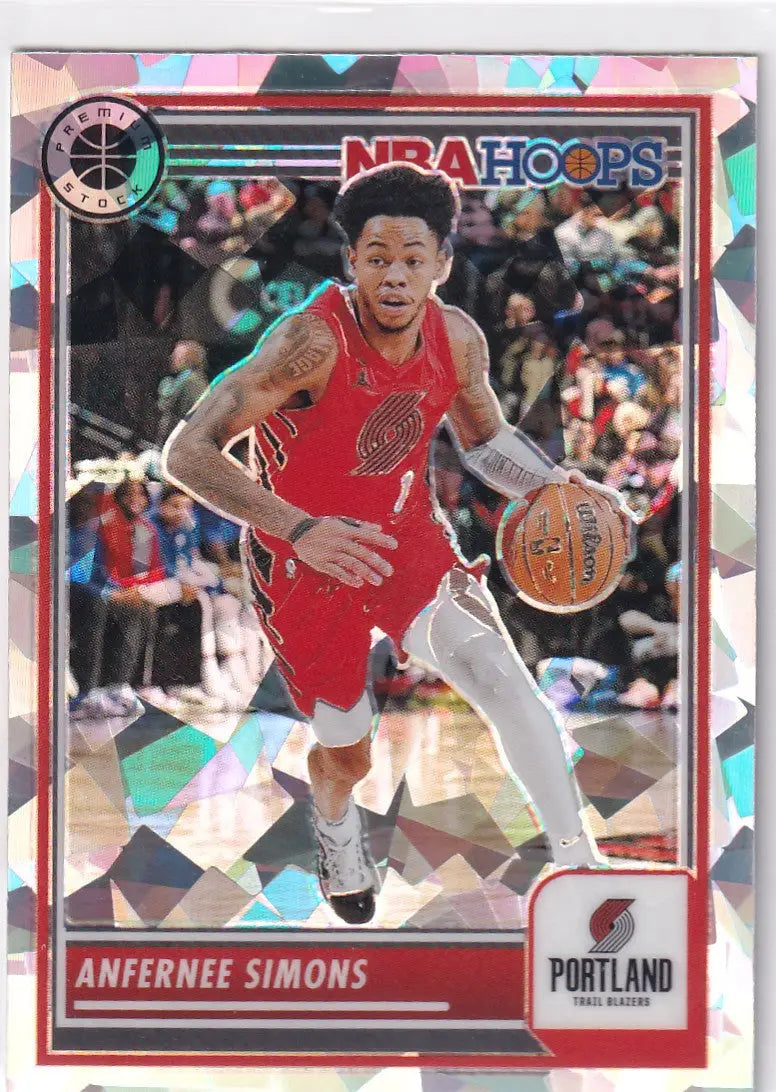 2023-24 PREMIUM STOCK #79 ANFERNEE SIMONS CRACKED ICE- PORTLAND TRAIL BLAZZERS - Basketball Card Single