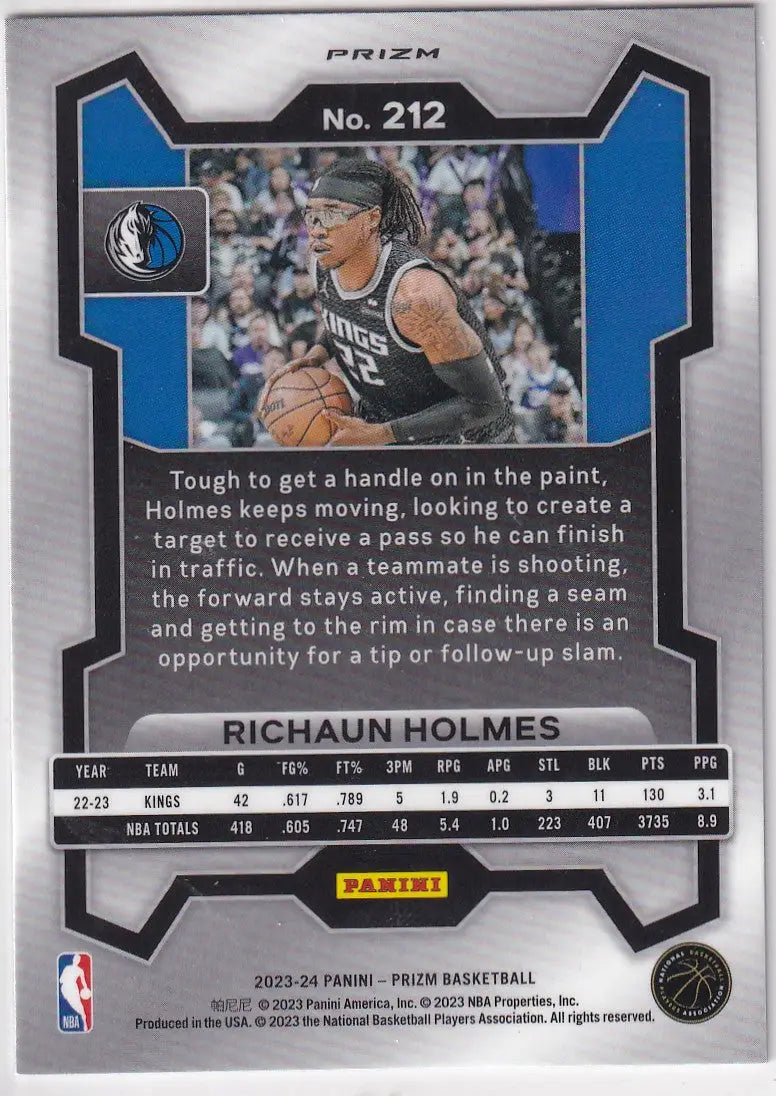 2023-24 PRIZM #212 RICHAUN HOLMES REFRACTOR- DALLAS MAVERICKS