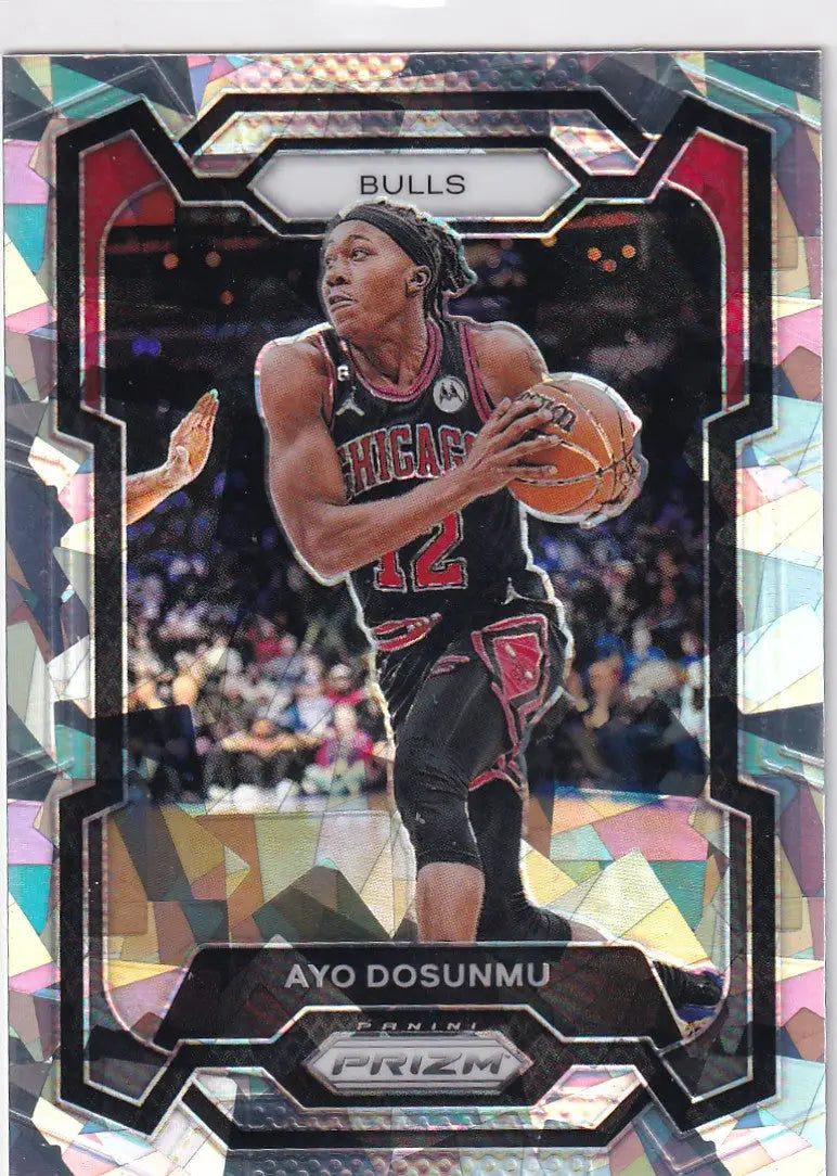 2023-24 PRIZM #275 AYO DOSUNMU CRACKED ICE- CHICAGO BULLS - Basketball Card Single