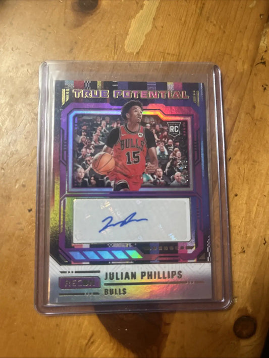 Julian Phillips autographed basketball card from 2023/24 Recon True Potential trading cards