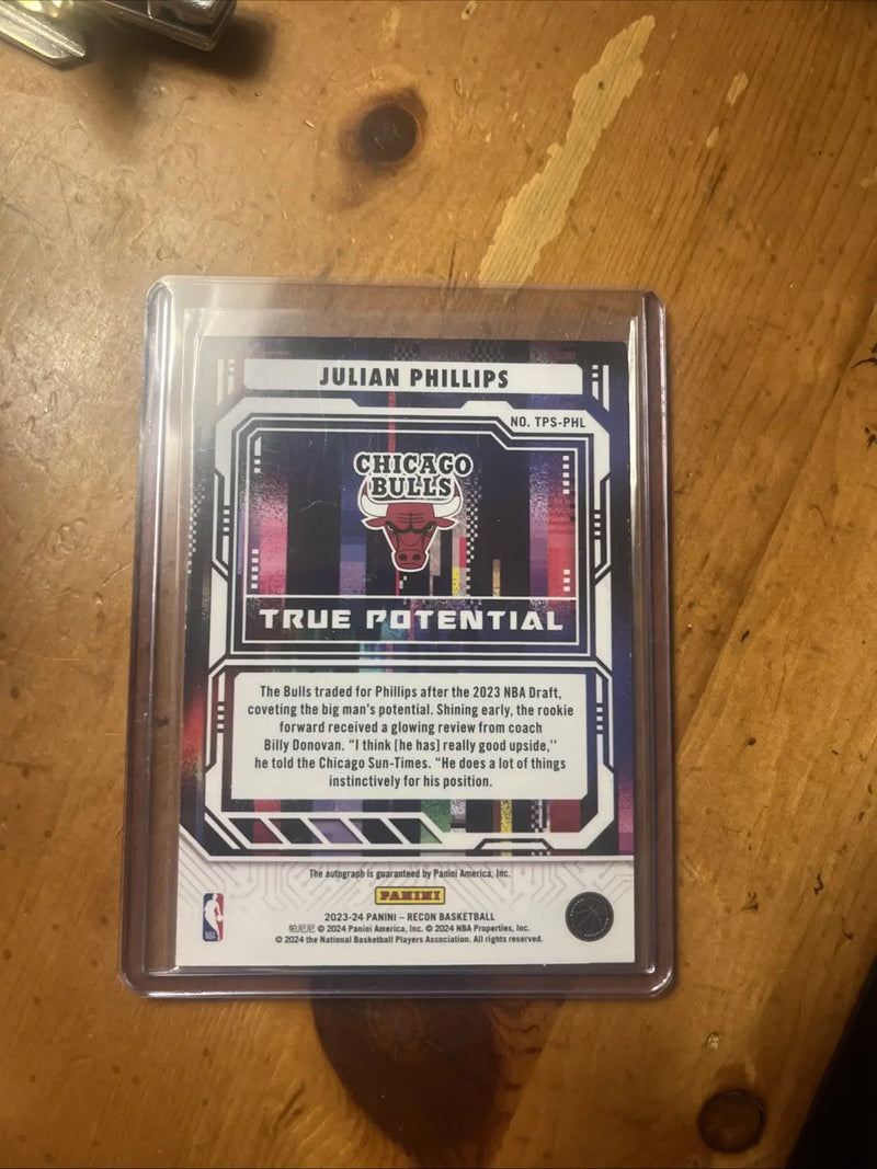 Julian Phillips Chicago Bulls True Potential Autograph Trading Card RC #44/49