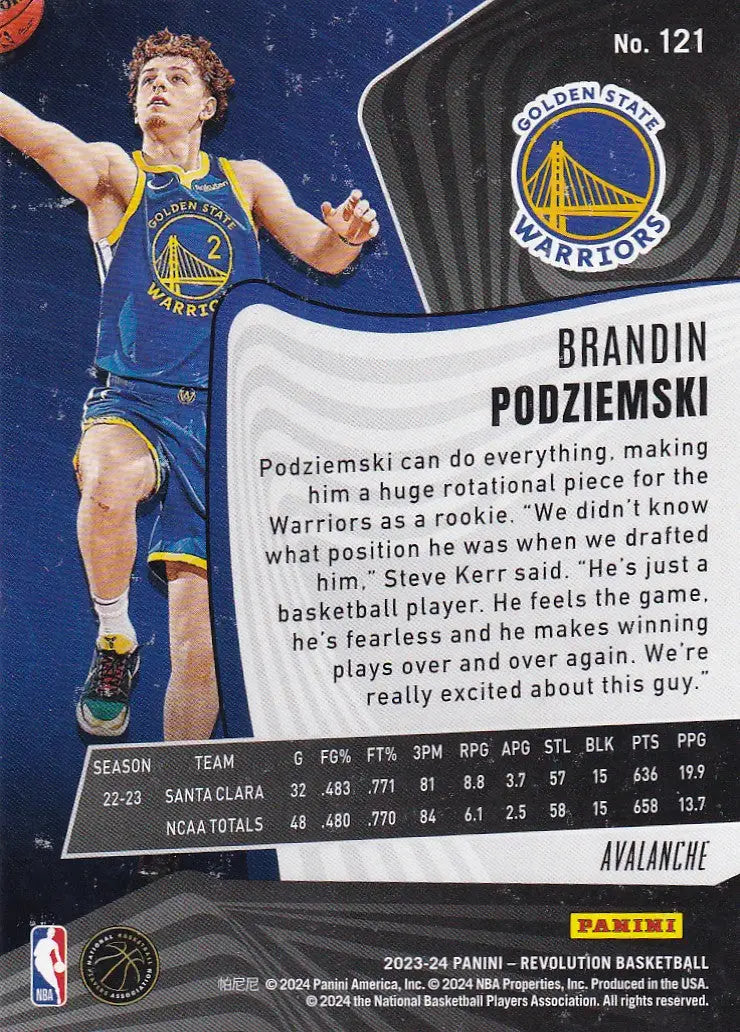 2023-24 REVOLUTION #121 BRANDIN PODZIEMSKI AVALANCHE- GOLDEN STATE WARRIORS