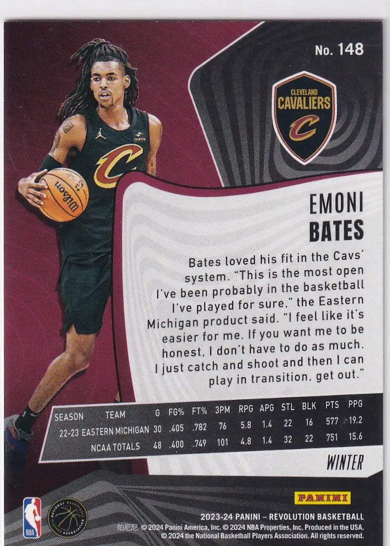 2023-24 REVOLUTION #148 EMONI BATES WINTER- CLEVELAND CAVALIERS - Basketball Card Single