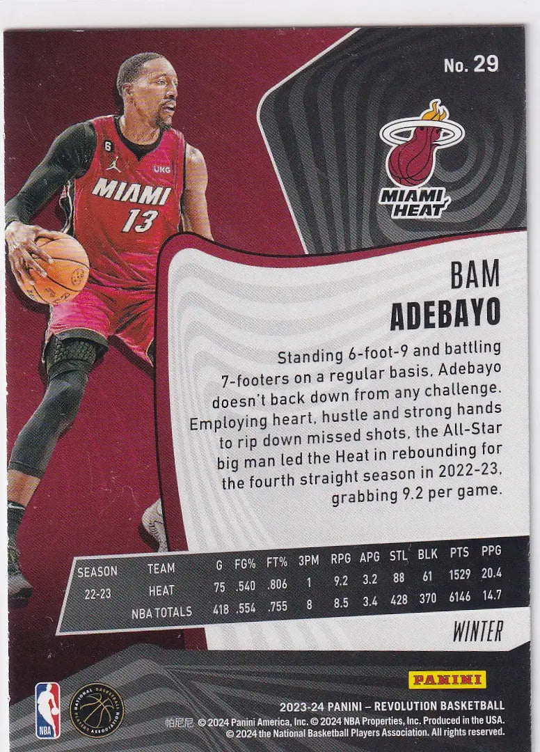 2023-24 REVOLUTION #29 BAM ADEBAYO WINTER- MIAMI HEAT - Basketball Card Single