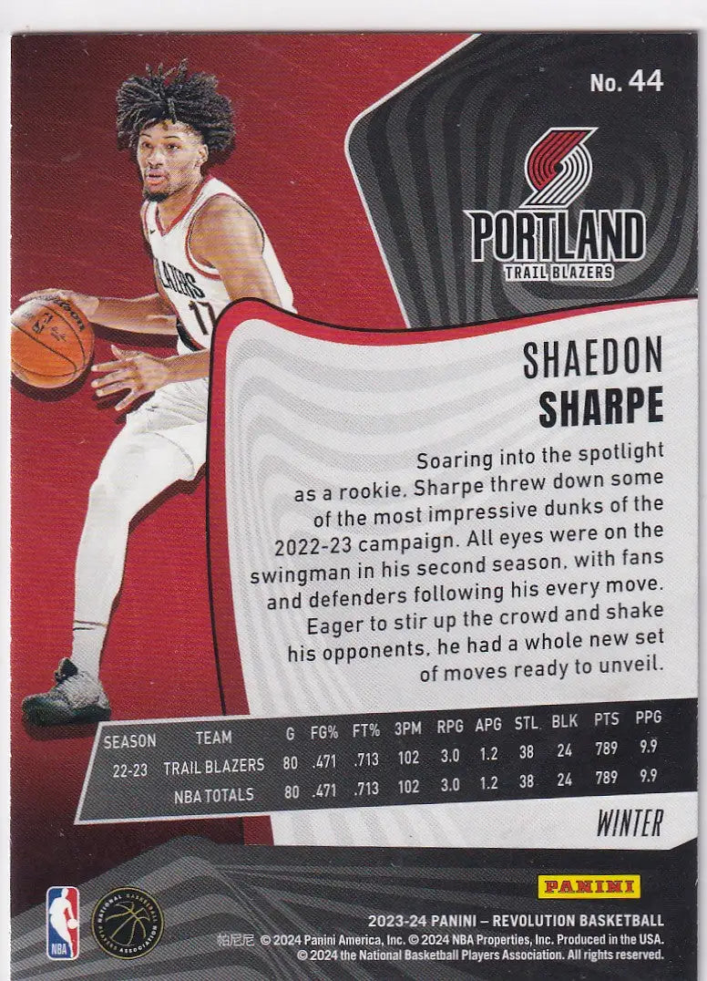 2023-24 REVOLUTION #44 SHAEDON SHARPE WINTER- PORTLAND TRAIL BLAZZERS - Basketball Card Single