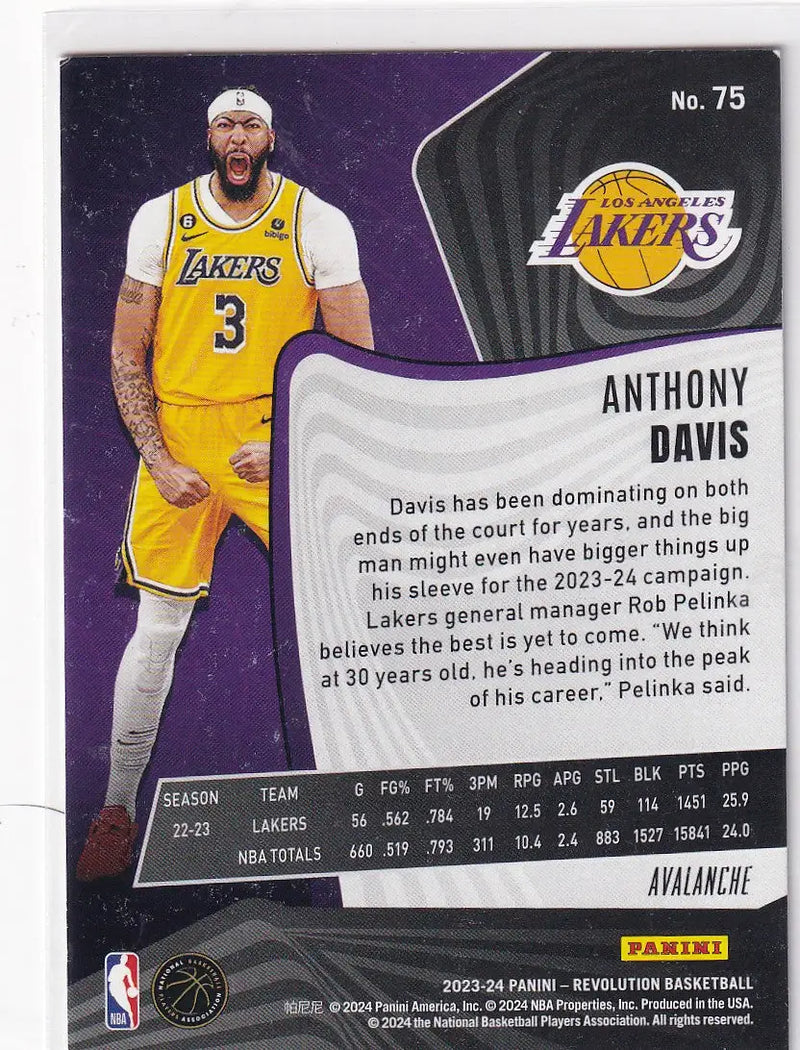 2023-24 REVOLUTION #75 ANTHONY DAVIS AVALANCHE- LOS ANGELES LAKERS