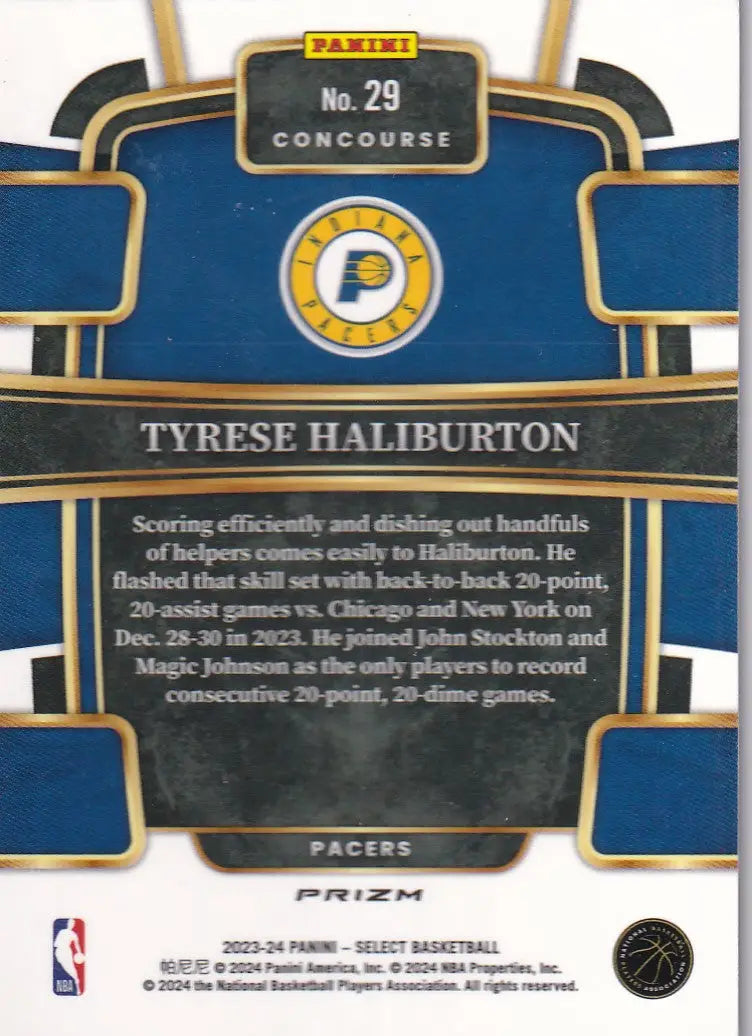 2023-24 SELECT #29 TYRESSE HALIBURTON CRACKED ICE- INDIANA PACERS