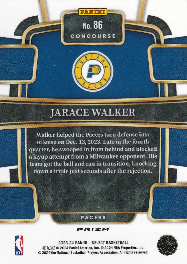 2023-24 SELECT #86 JARACE WALKER REFRACTOR- INDIANA PACERS - Basketball Card Single