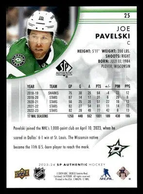 2023-24 SP #25 Joe Pavelski - Hockey Card Single