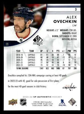 2023-24 SP #3 Alex Ovechkin - Hockey Card Single
