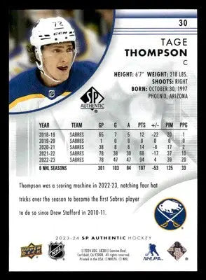 2023-24 SP #30 Tage Thompson - Hockey Card Single
