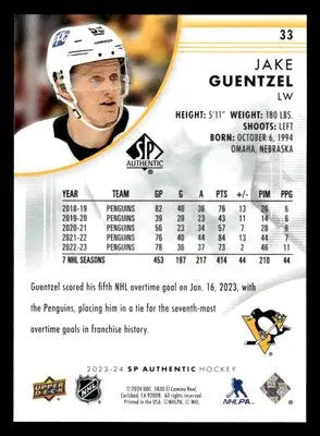 2023-24 SP #33 Jake Guentzel - Hockey Card Single