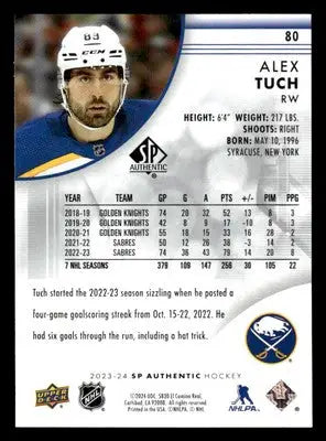 2023-24 SP #80 Alex Tuch - Hockey Card Single