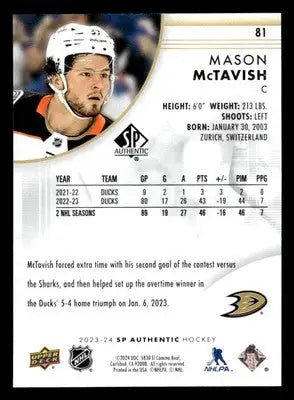 2023-24 SP #81 Mason McTavish - Hockey Card Single