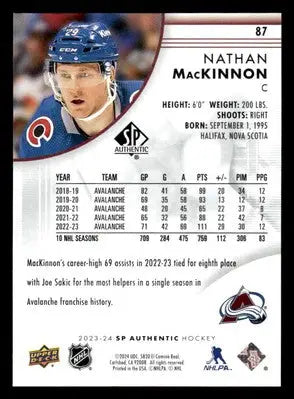 2023-24 SP #87 Nathan MacKinnon - Hockey Card Single