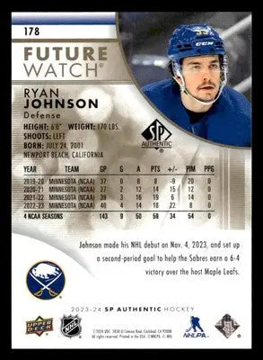 2023-24 SP Authentic #178 Ryan Johnson Limited Gold #/99 - Hockey Card Single