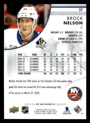 2023-24 SP Authentic #57 Brock Nelson - Hockey Card Single