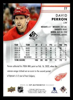 2023-24 SP Authentic #77 David Perron - Hockey Card Single
