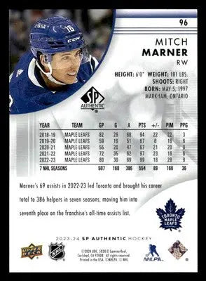 2023-24 SP Authentic #96 Mitch Marner - Hockey Card Single
