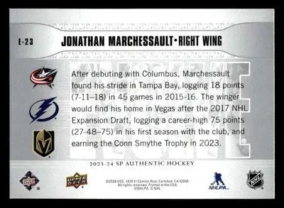2023-24 SP Authentic #E-23 Jonathan Marchessault Evolve - Hockey Card Single