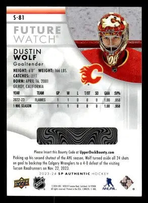 2023-24 SP Authentic #S-81 Dustin Wolf Spectrum FX - Hockey Card Single