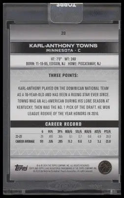 2023-24 Topps 3 #20 Karl-Anthony Towns Bronze #/25 - Basketball Card Single