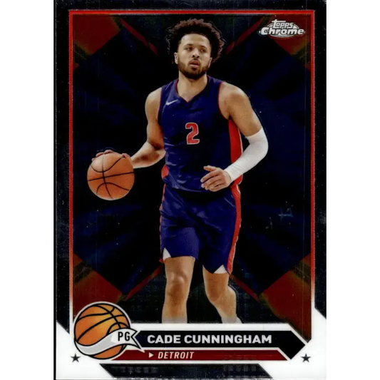 2023-24 Topps Chrome #107 Cade Cunningham NM-MT Detroit Pistons Basketball Card - Basketball Card Single