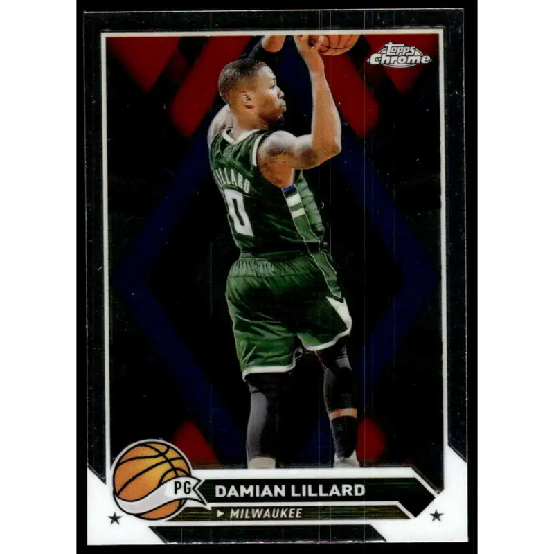 2023-24 Topps Chrome #132 Damian Lillard NM-MT Milwaukee Bucks Basketball Card - Basketball Card Single