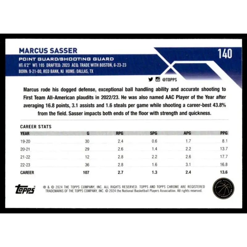 2023-24 Topps Chrome #140 Marcus Sasser NM-MT Detroit Pistons Basketball Card - Basketball Card Single
