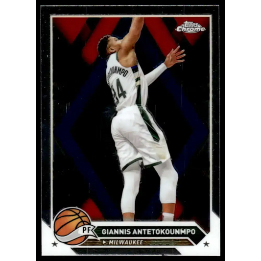 2023-24 Topps Chrome #15 Giannis Antetokounmpo NM-MT Milwaukee Bucks Basketball Card - Basketball Card Single