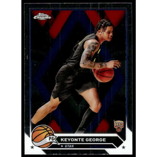 2023-24 Topps Chrome #153 Keyonte George NM-MT Utah Jazz Basketball Card - Basketball Card Single