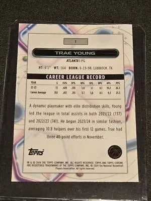 2023-24 Topps Chrome Cosmic #1 Trae Young - Basketball Card Single