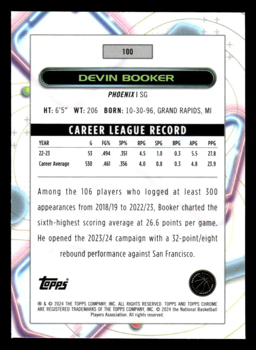 2023-24 Topps Chrome Cosmic #100 Devin Booker - Basketball Card Single