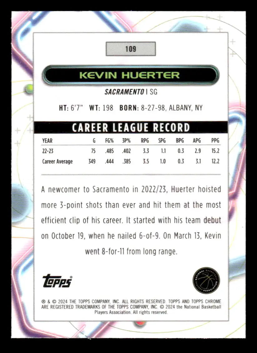 2023-24 Topps Chrome Cosmic #109 Kevin Huerter - Basketball Card Single
