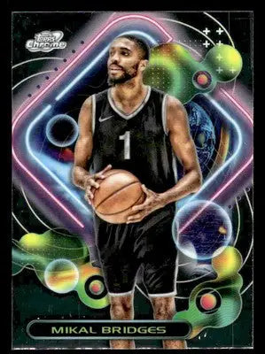 2023-24 Topps Chrome Cosmic #11 Mikal Bridges Base Brooklyn Nets - Basketball Card Single