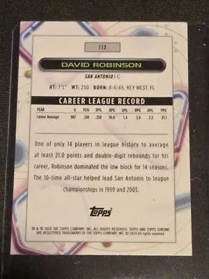 2023-24 Topps Chrome Cosmic #112 David Robinson - Basketball Card Single