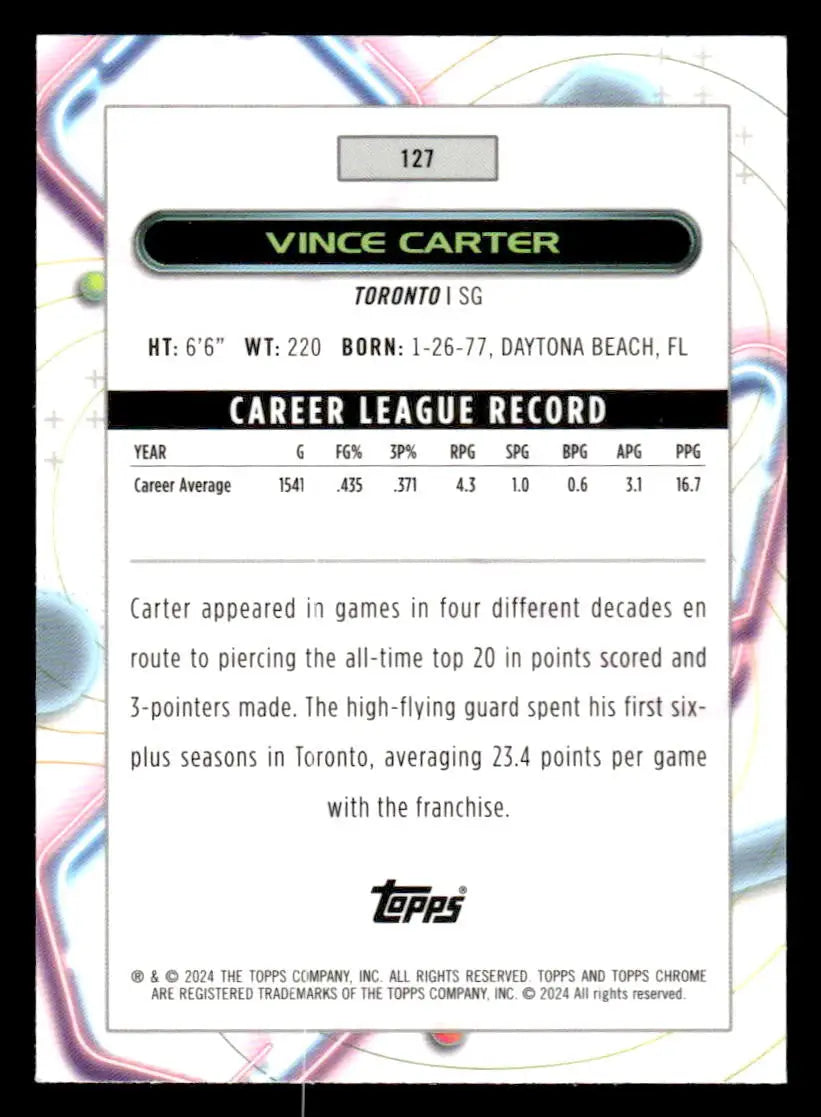 2023-24 Topps Chrome Cosmic #127 Vince Carter - Basketball Card Single