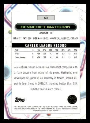 2023-24 Topps Chrome Cosmic #132 Bennedict Mathurin - Basketball Card Single