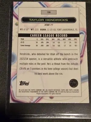 2023-24 Topps Chrome Cosmic #159 Taylor Hendricks - Basketball Card Single
