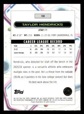 2023-24 Topps Chrome Cosmic #159 Taylor Hendricks Base Utah Jazz - Basketball Card Single