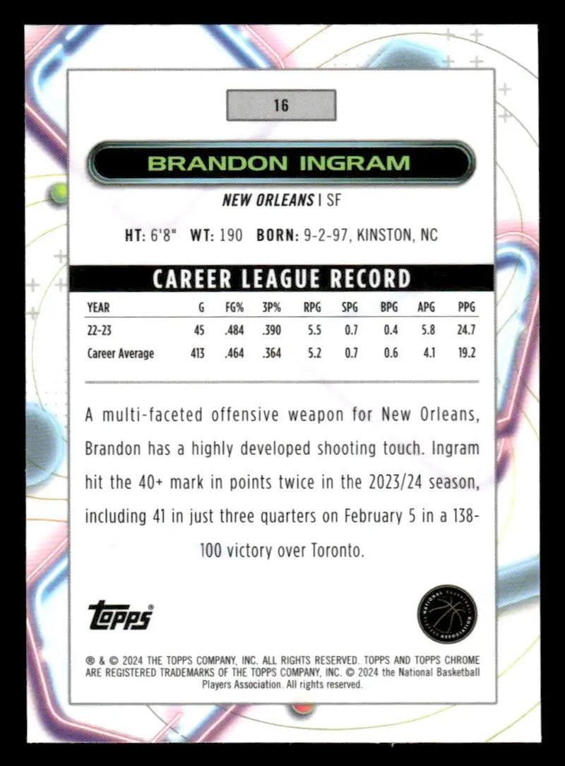 2023-24 Topps Chrome Cosmic #16 Brandon Ingram - Basketball Card Single
