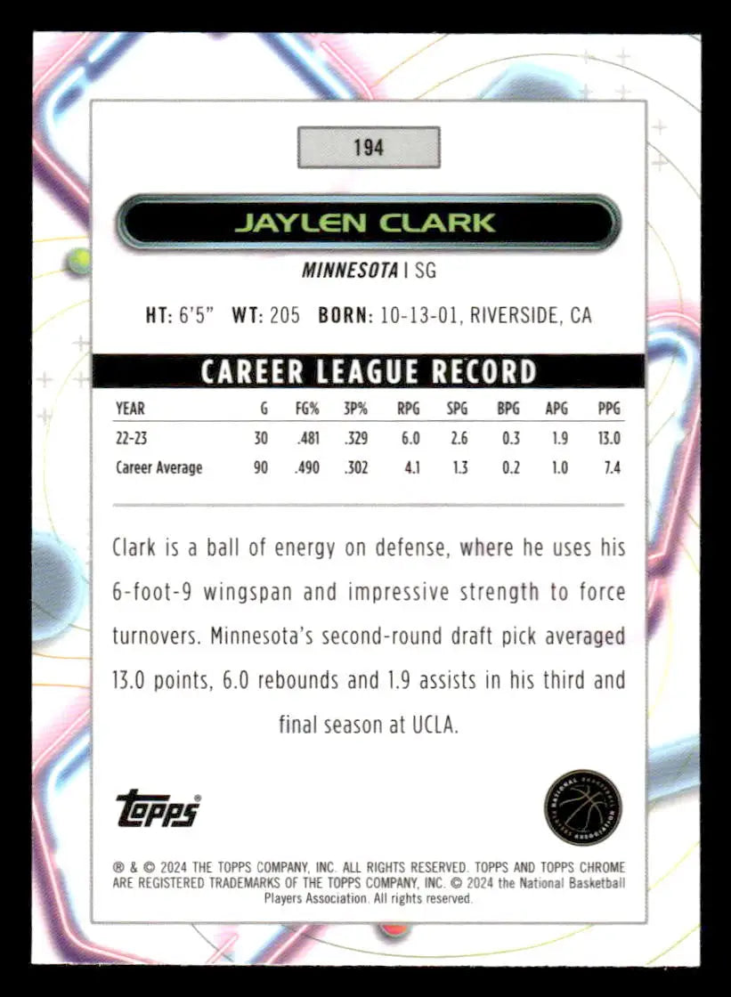 2023-24 Topps Chrome Cosmic #194 Jaylen Clark - Basketball Card Single