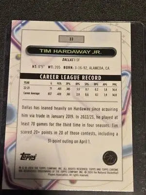 2023-24 Topps Chrome Cosmic #33 Tim Hardaway Jr. - Basketball Card Single