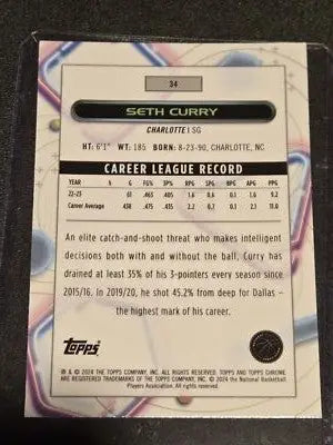 2023-24 Topps Chrome Cosmic #34 Seth Curry - Basketball Card Single