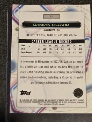 2023-24 Topps Chrome Cosmic #41 Damian Lillard - Basketball Card Single