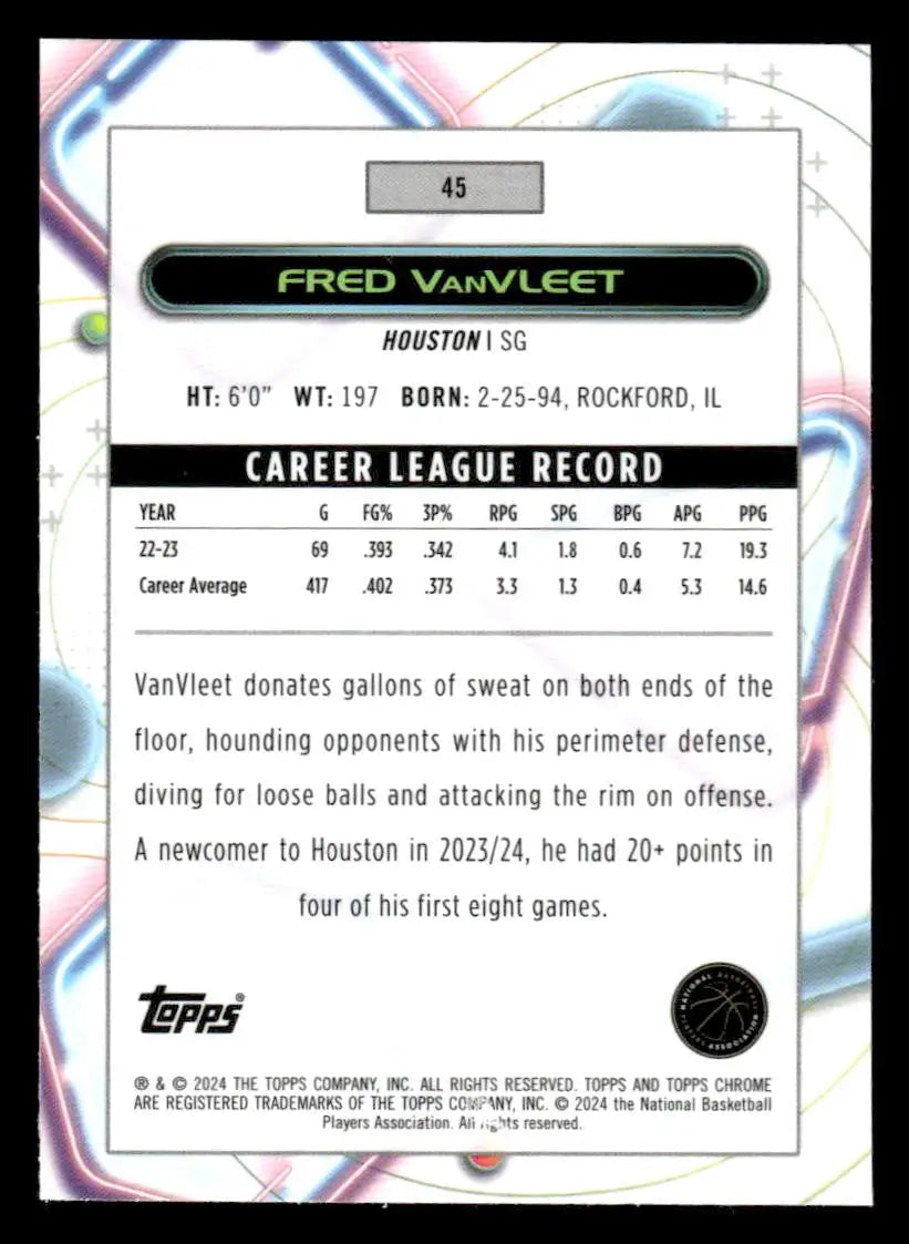 2023-24 Topps Chrome Cosmic #45 Fred VanVleet - Basketball Card Single