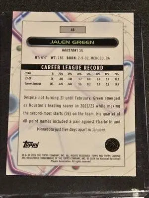 2023-24 Topps Chrome Cosmic #46 Jalen Green - Basketball Card Single
