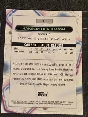 2023-24 Topps Chrome Cosmic #47 Hakeem Olajuwon - Basketball Card Single